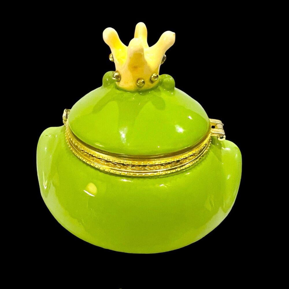 Kissing Frog Prince Hinged Ceramic Trinket Box - Picture 4 of 6